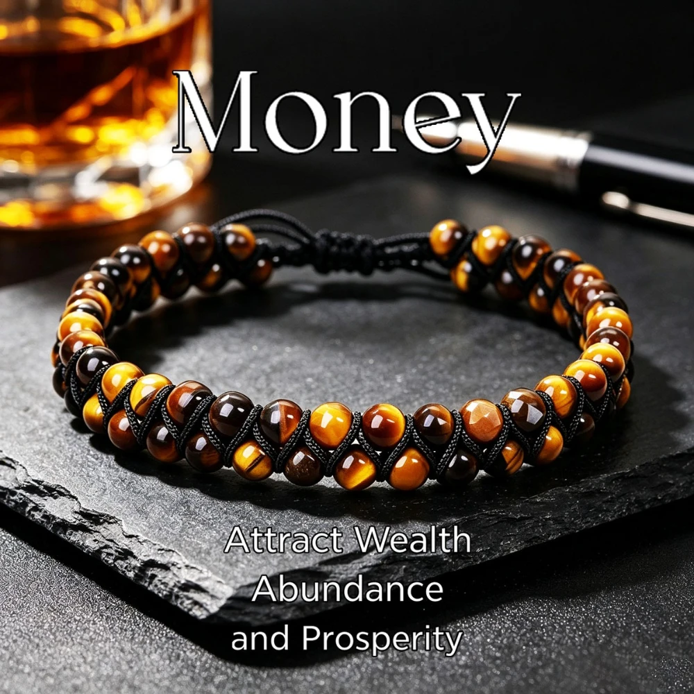 Handmade Double-Layer Tiger Eye Bead Wealth Bracelet,Bohemian Woven Rope Skin Friendly Jewelry,Suitable for Daily Versatile Wear