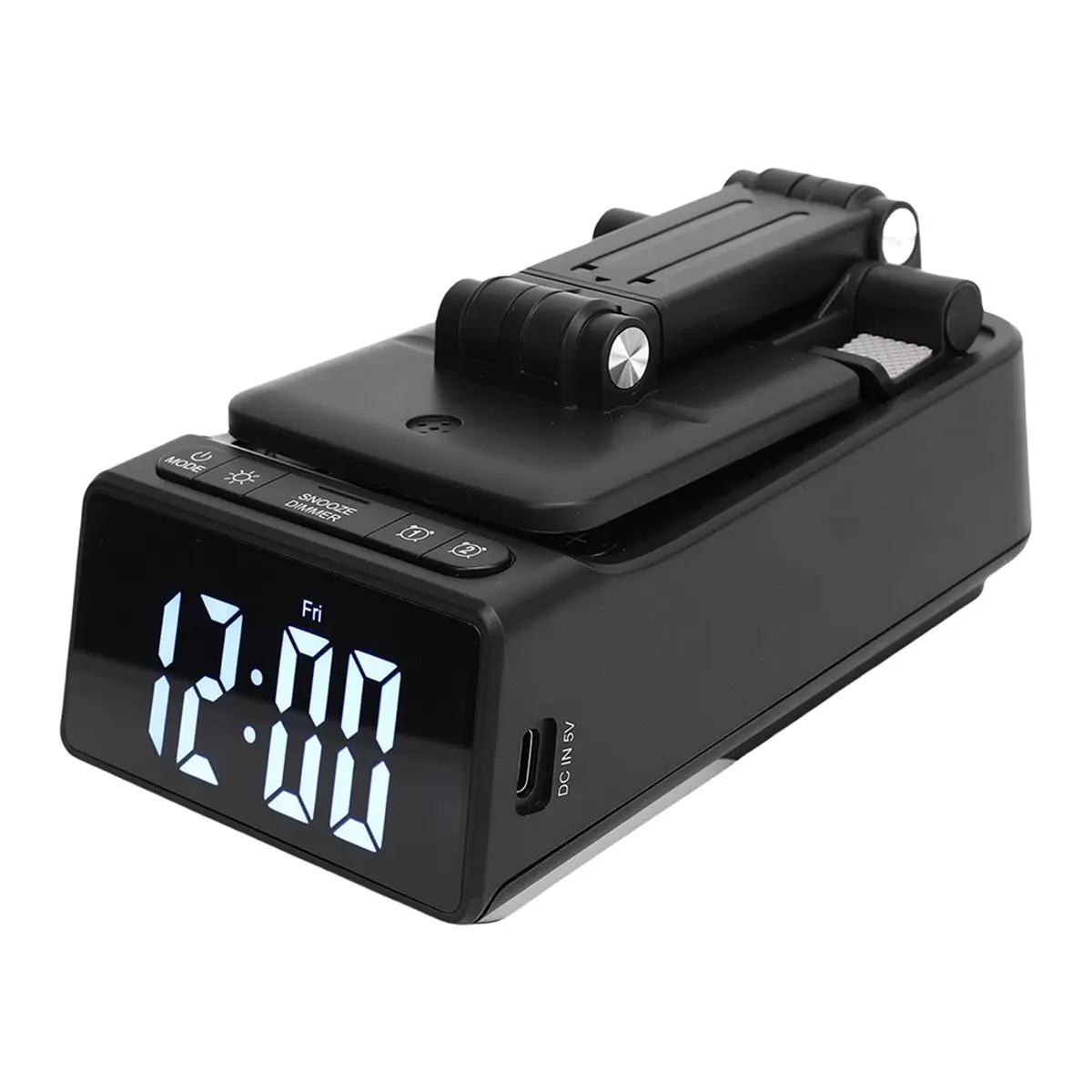 (DT37) Desktop Phone Holder Bluetooth Alarm Clock Wireless Speaker Cell Phone Stand 7 Lighting Modes 180° Rotation for Home