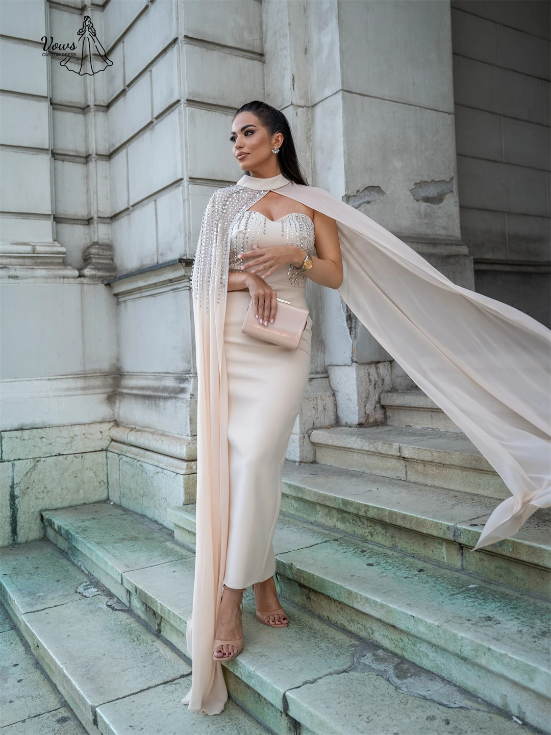 특별한 행사용 웨딩드레스, 피쉬테일 스커트 럭셔리 프롬 드레스 2025 맞춤 제작 리본 비즈 자수 고급 파티 드레스