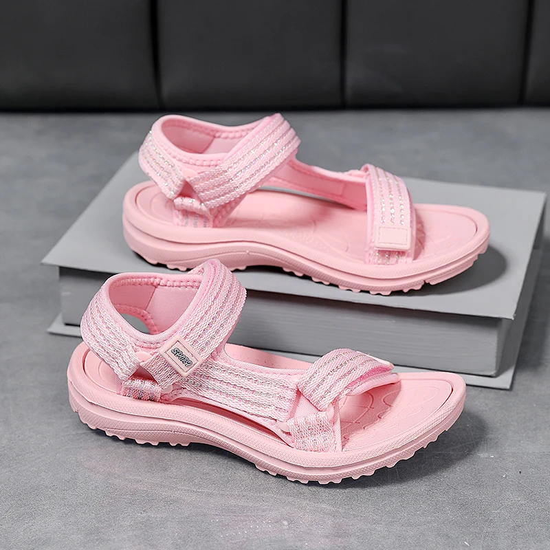 

Детские повседневные сандалии для прогулок, размеры 30-38, летние дышащие спортивные сандалии для девочек, нескользящая мягкая подошва, пляжная обувь для улицы