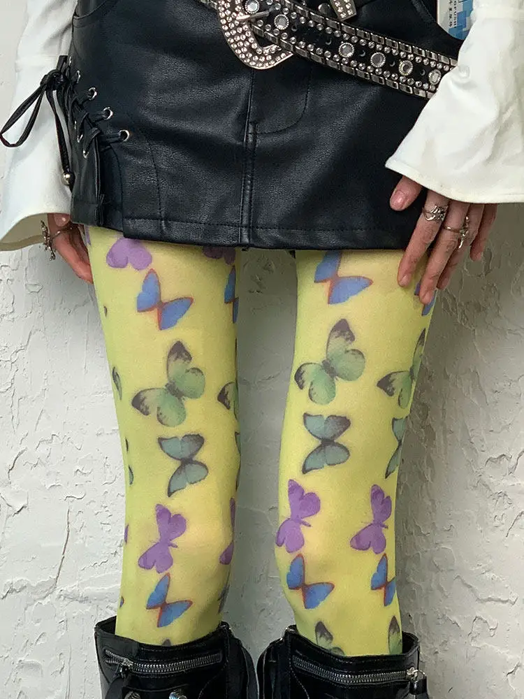 

Women Butterfly Pattern Tube Socks Y2K Vintage Knee High Long Stockings Long Tube Socks Fashion Trendy Y2K Thigh High Stockings