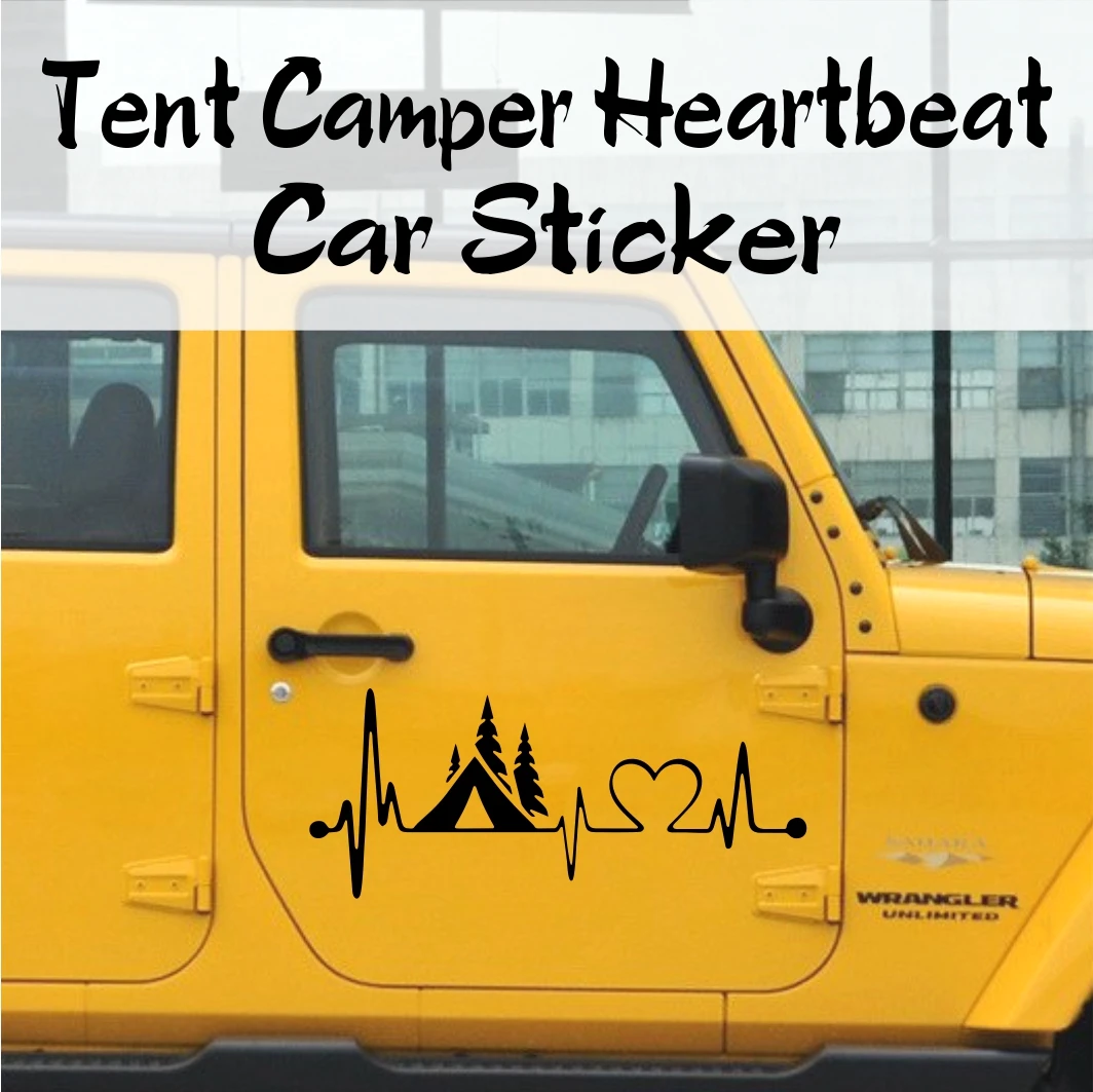 Tent Camper Heartbeat Lifeline Monitor Camping Car Sticker Automobiles Exterior Accessories Vinyl Decals