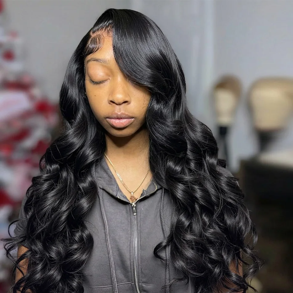 

Парик Body Wave 40 дюймов, 13x4 HD Lace Frontal, плотность 250%, предварительно выщипанные натуральные черные волосы Remy, 5x5 безклеевой парик, готовый к носке