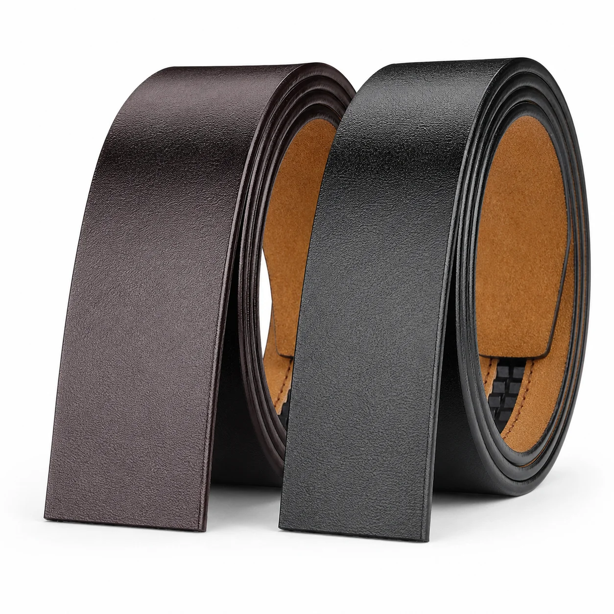 Men's Genuine Leather Belt Straps for Automatic Buckle High Quality Waistband 3.5cm Width No Buckle Design for DIY & Replacement