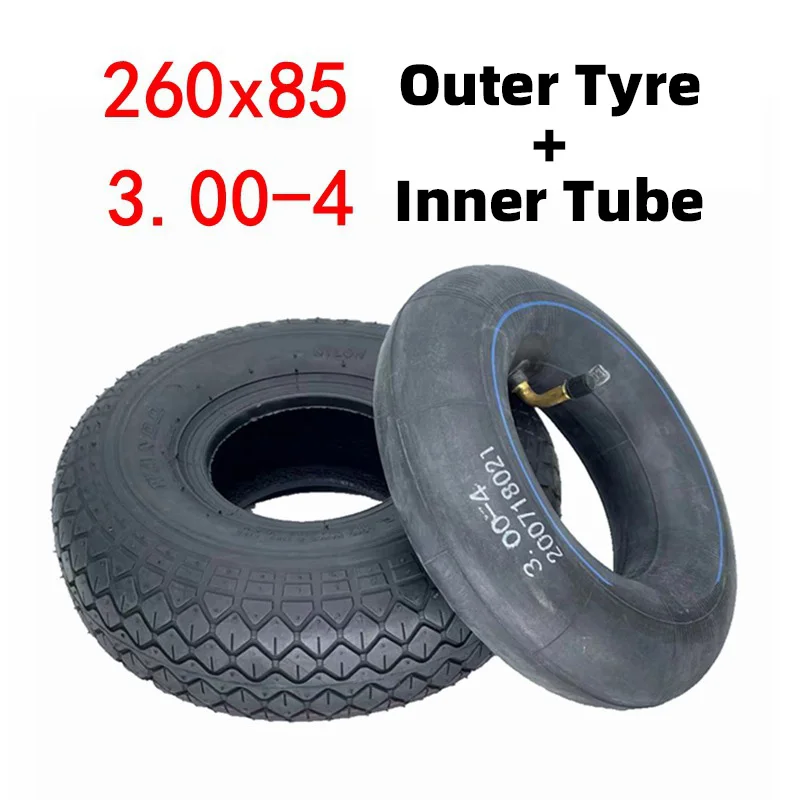 WANDA 260x85/3.00-4 Outer Tyre With Inner Tube For Electric Scooters Motorcycle Electric Bike 10 Inch Outer Tyre With Inner Tube