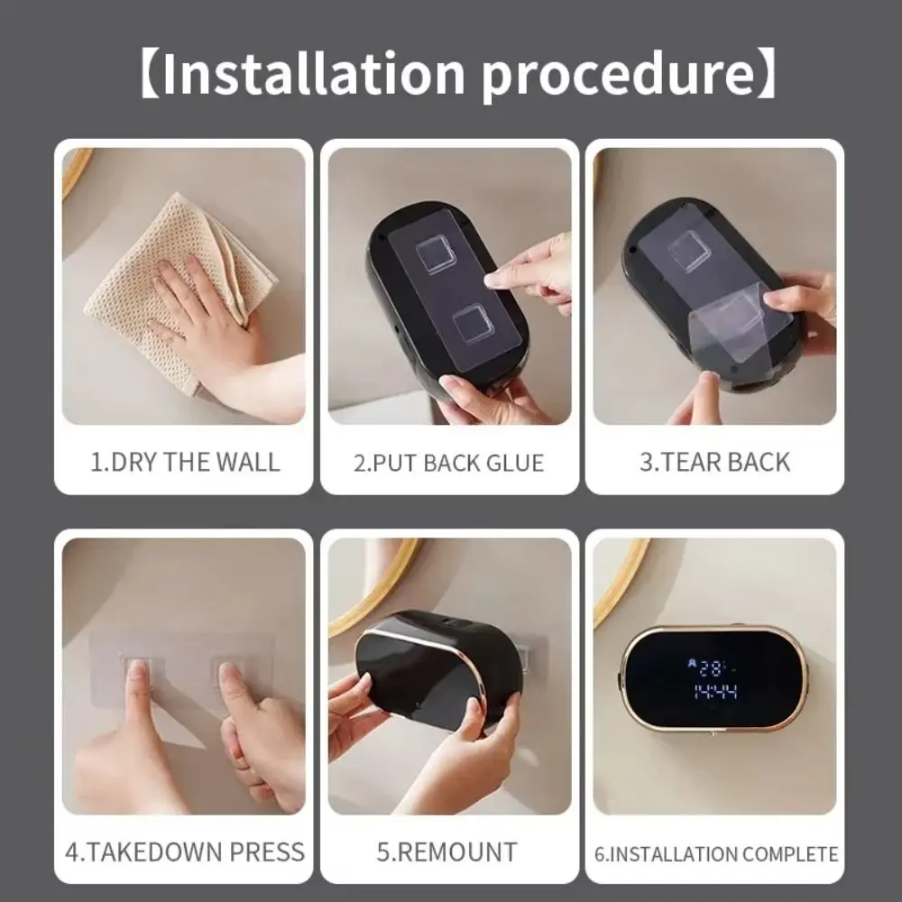 

USB Charging Automatic Foam Soap Dispensers Rechargeable ABS Material Touchless Soap Dispenser Wall Mounted Adjustable Gear