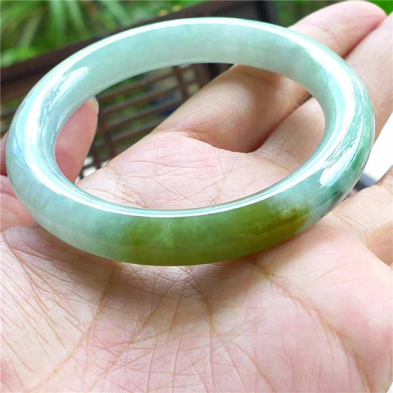 Bracelet Burma Jadeite Double Color Yellow plus Green Circle Women's Jade