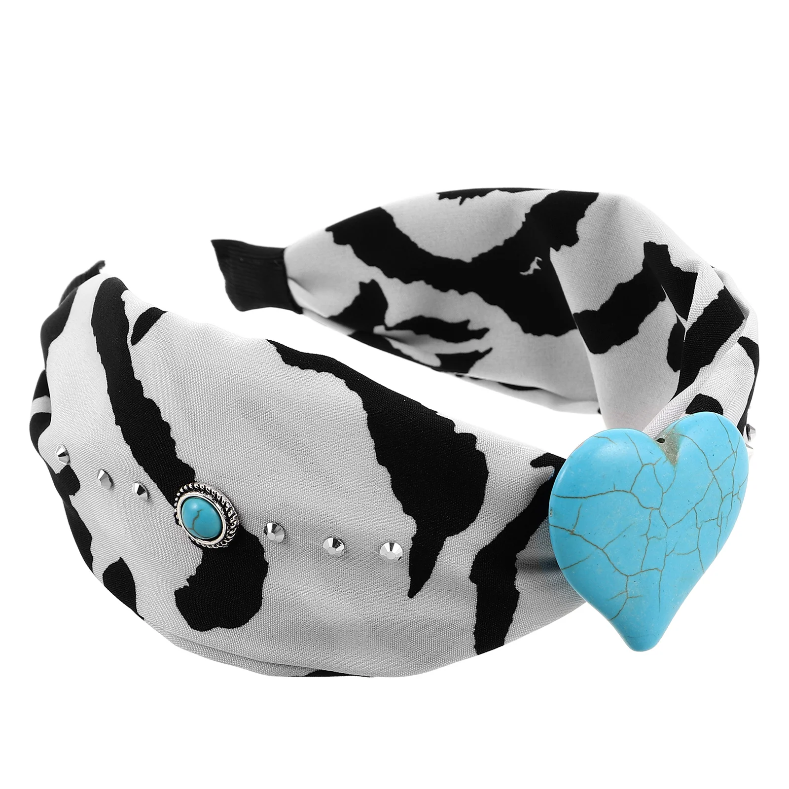

Boho Hairband for Women Bohemian Turquoise Headband Geometric Cow Print Stylish Decorative Accessories Comfortable Fancy
