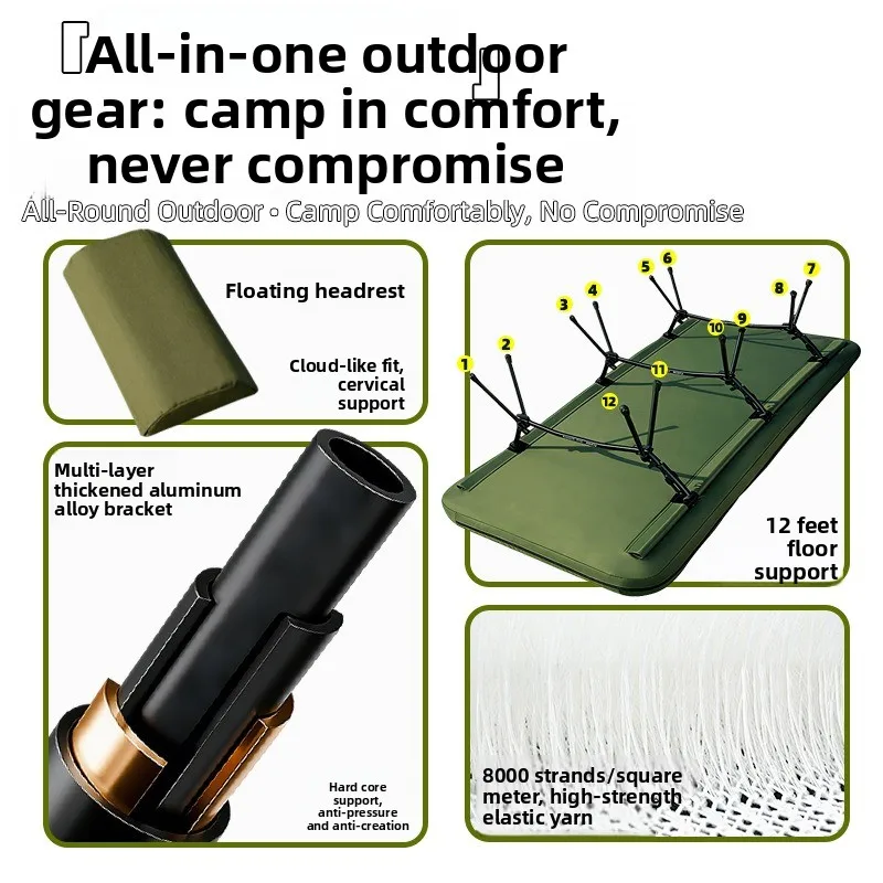 Customized outdoor horizontal bar inflatable bed, thickened brushed camping air cushion bed