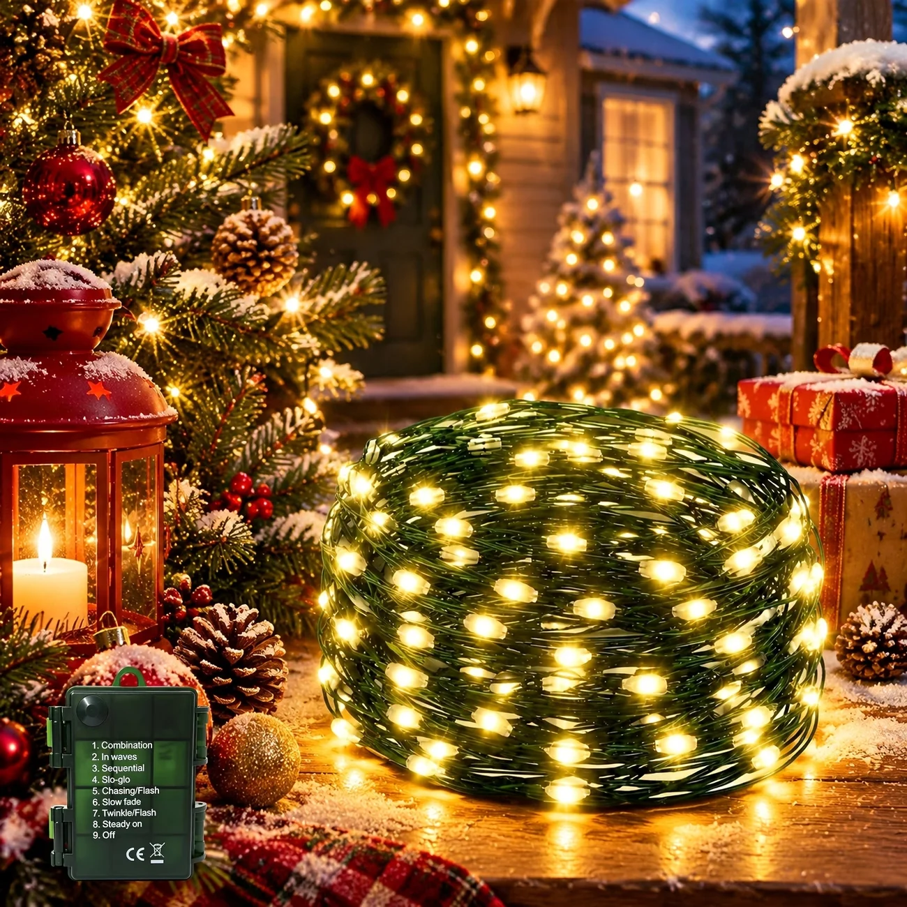 100LED Fairy Lights, 8 Lighting Modes, IP65 Protection, Mini Twinkling Lights, Indoor Outdoor Battery Box Copper Wire Str