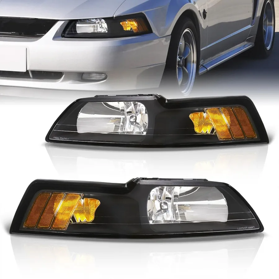 

Headlights Head Lights Driving Bumper Signal Lamps Assembly Pair Set Upgrade Compatible Replacement For Mustang Base GT SVT Cob