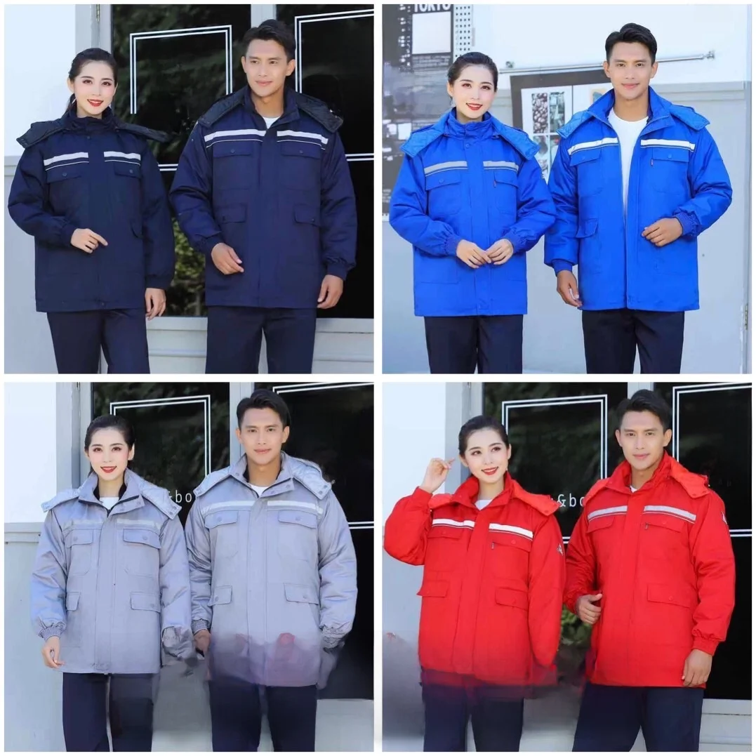 

Зимняя рабочая одежда с отражающими полосами, антистатическая, из смесовой хлопковой ткани, для печати и вышивки, для молодых рабочих.