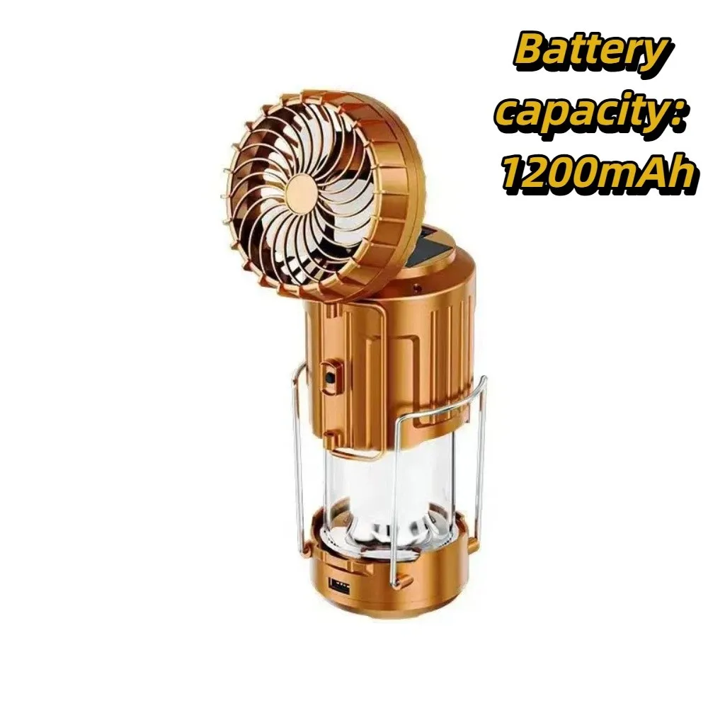 

Built-in Rechargeable Battery Solar Camping Lantern Soft Bright Lighting Gentle Wind Fan Rechargeable Tent Lamp