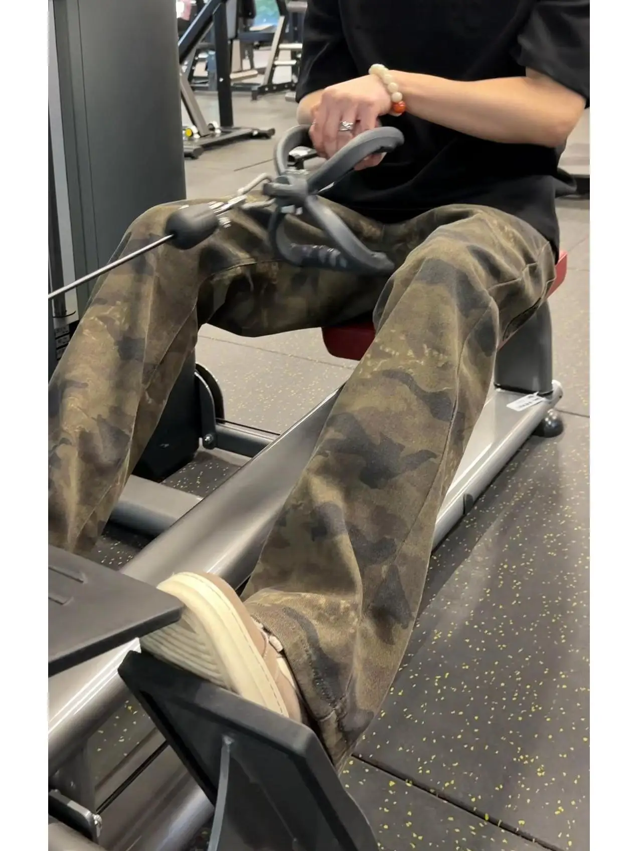 

American Retro Camouflage Men's Jeans High Street Trendy Brand Straight Leg Micro Flared Long Trousers Wear Resistant Casual