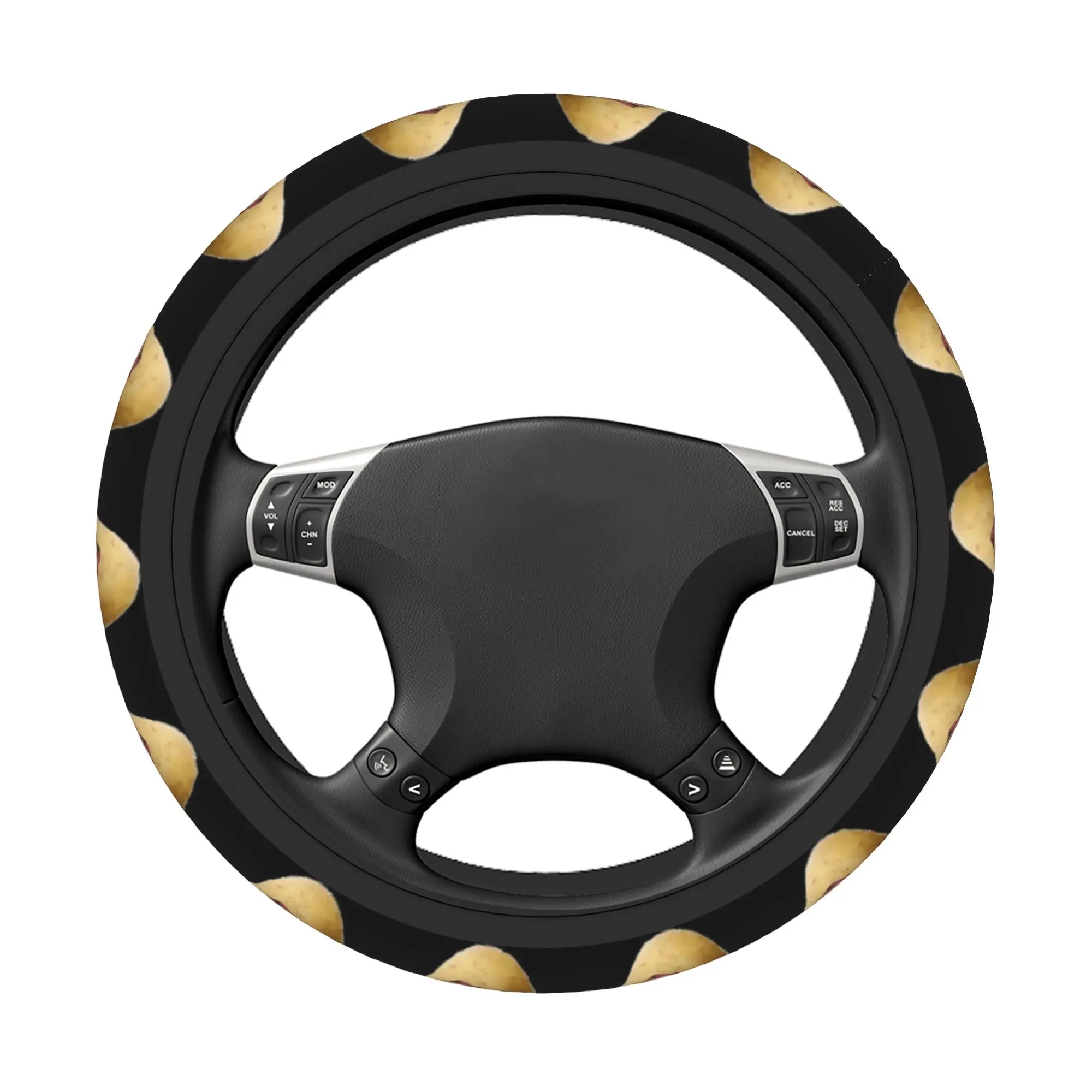 Poteto Creative Kasanes Expression Tetoes Car Steering Wheel Cover 38cm Universal Elastic Funny Potato Auto Protector Decoration