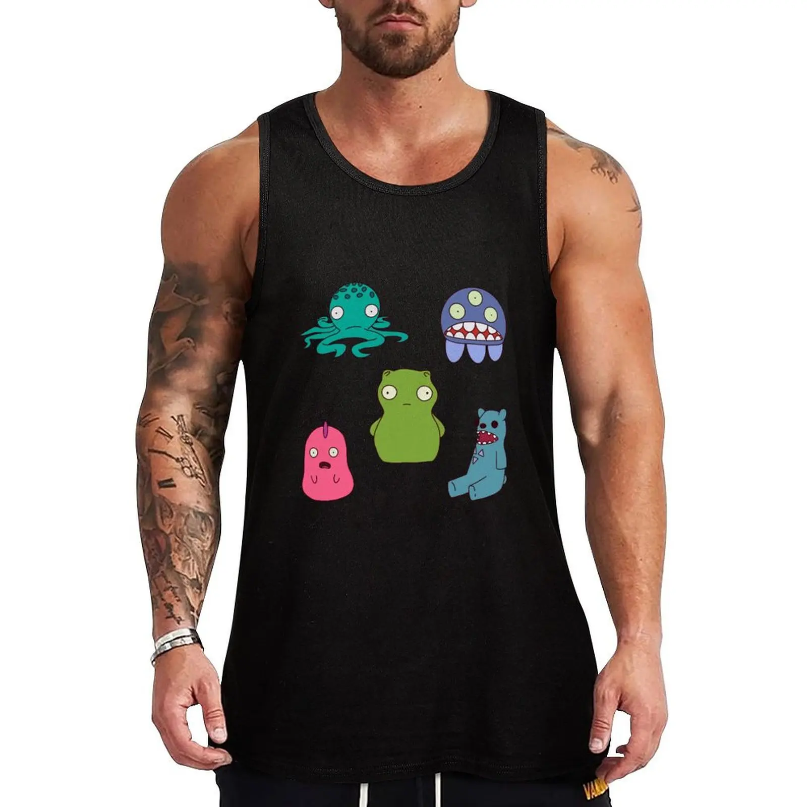 Kuchi Kopi & Friends Stickers Tank Top Street Style Tank Top Graphic Print Sleeveless Shirt