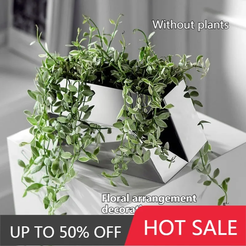 Modern Style Flower Pot Luxury Stainless Steel Flower Pot Elegant Sturdy Living Room Dining Table Flower Arrangement Planters