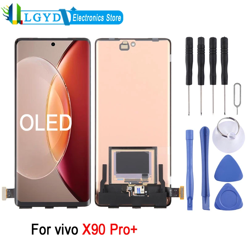 OLED LCD Screen For vivo X90 Pro Plus, V2227A Phone Display Touch Screen Replacement Part, with Fingerprint Identification