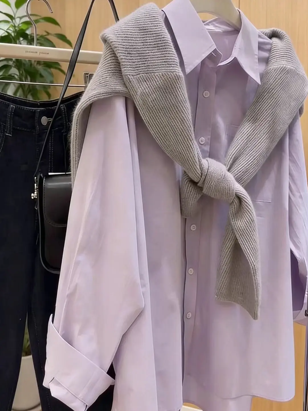 

Ele Purple awl Long Sve Women's irt Spring 2026 New Faion Loose Casual Versatile Top Trendy Sweet Sle