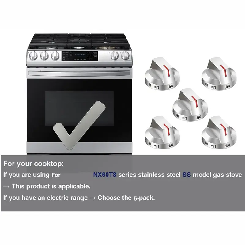 WHYY-Gas Stove Knobs Replacements 5Pcs DG94-03500AA DG94-03500AU Gas Range Control Knob For