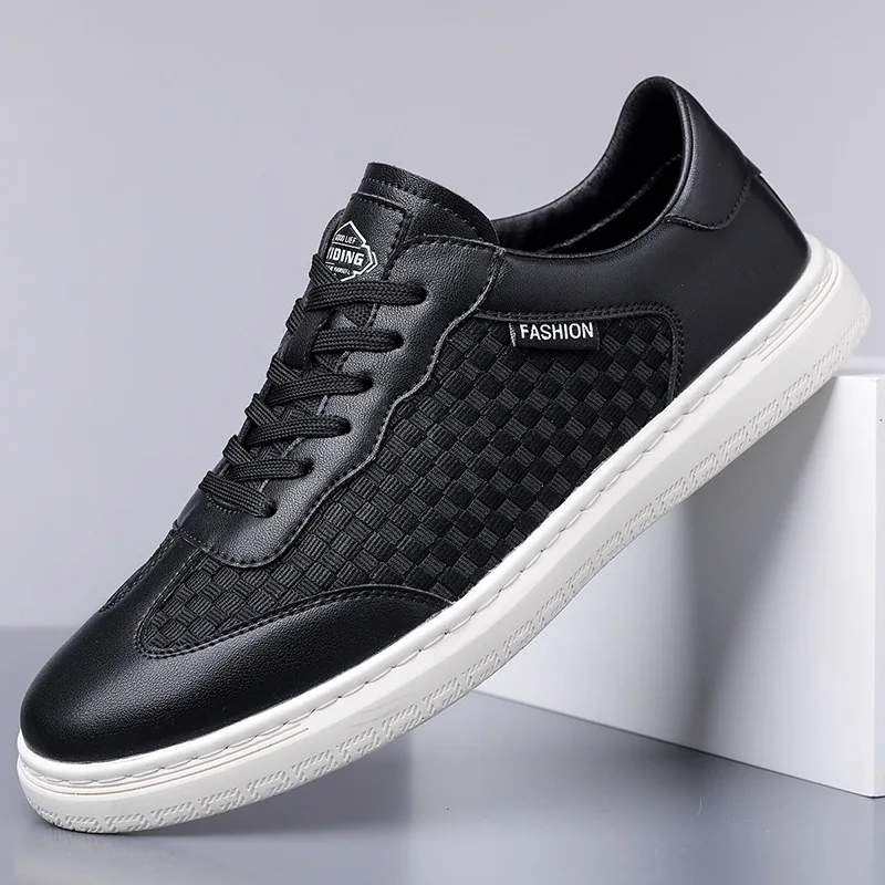 

Новая весенняя мужская обувь, повседневная обувь из натуральной кожи в стиле пэчворк, белые молодежные слипоны на плоской подошве для скейтборда