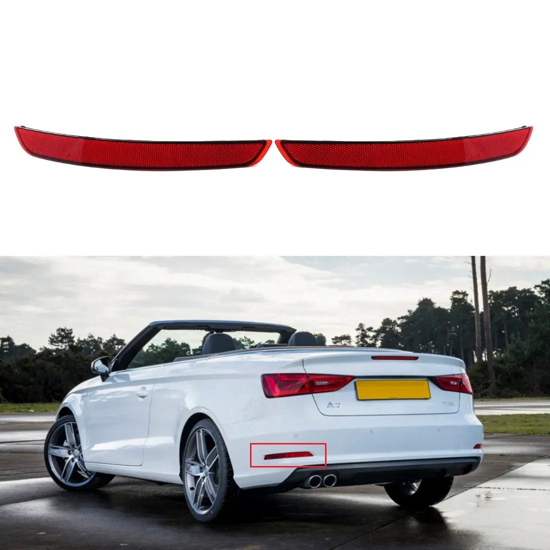 

8VD945106 8VD945105 Left/Right Car Rear Bumper Reflector Tail Light Bars Brake Parking Warning for AUDI A3 Sedan Cabriolet 13-16