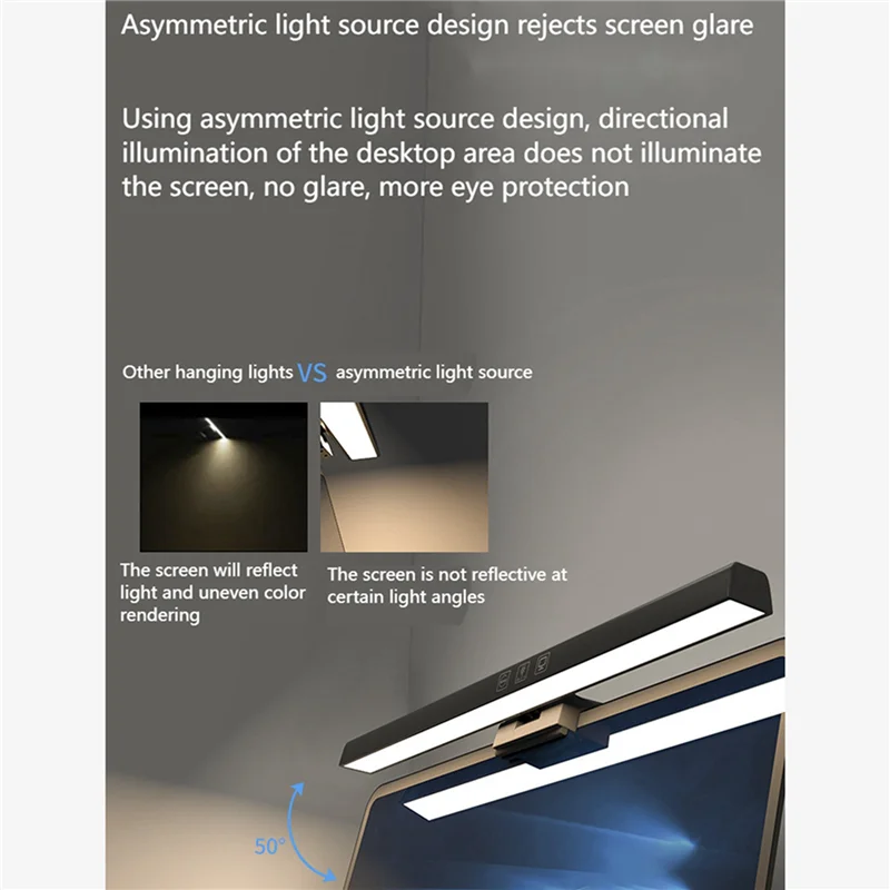 AA81-2X Laptop-Monitor-Lichtleiste, USB-LED-Arbeitsleuchte mit E-Reading, 3, einstellbare Farbtemperatur, kein Bildschirmblendung