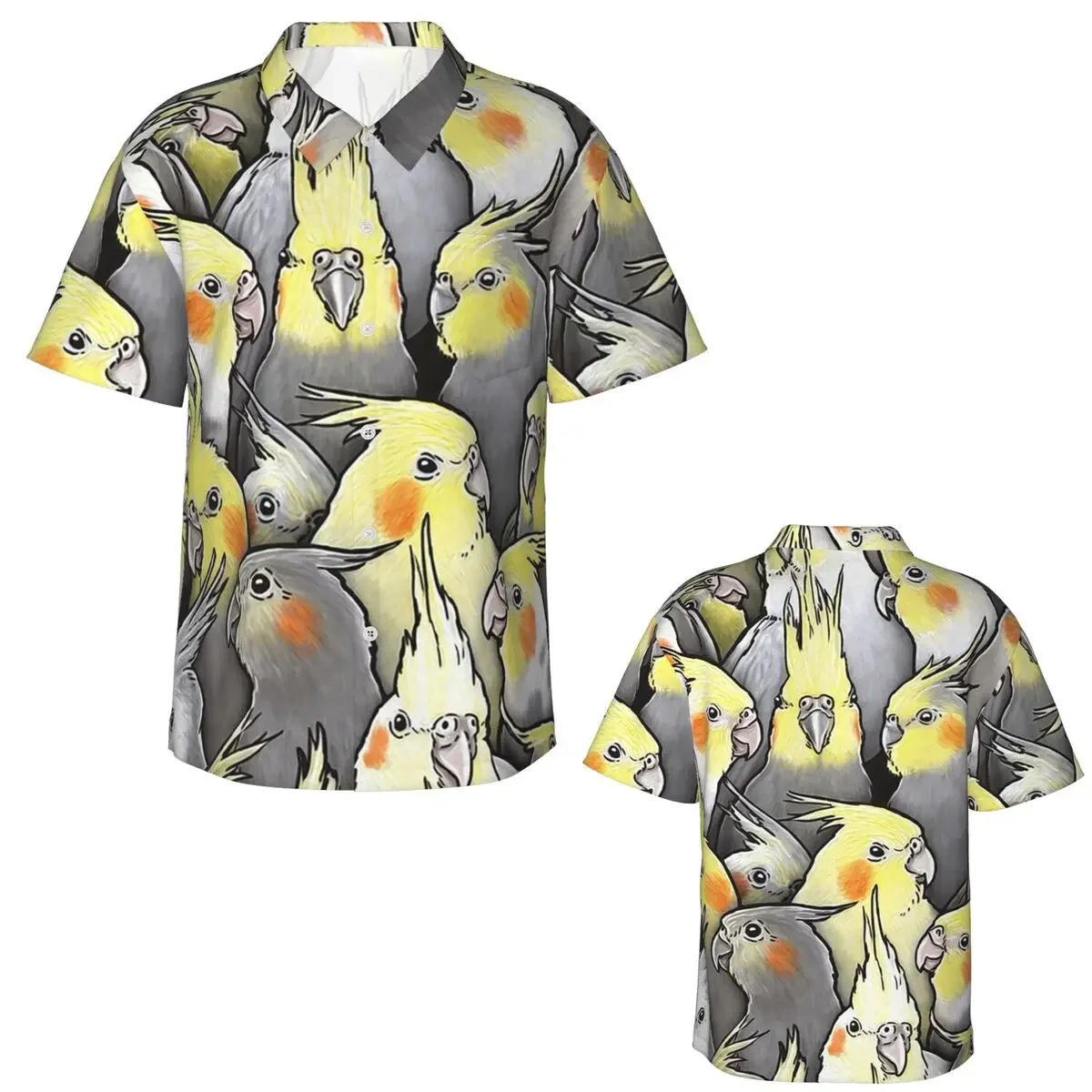 Cockatoo Cockatiel Parrot Galore Hawaiian Shirts Funny Men Short Sleeve Shirt for Summer Beach Men's Lapel Tops