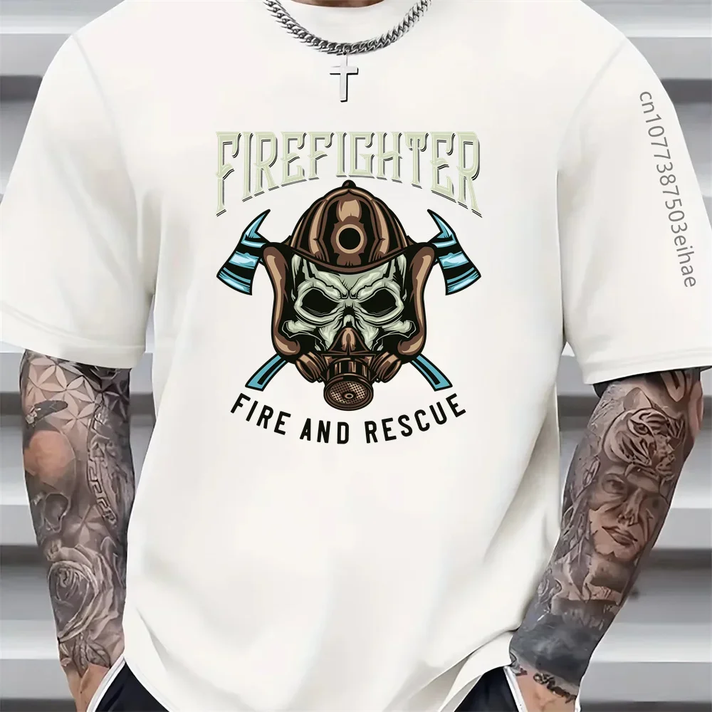 

American Retro Punk Skull Head Trendy Print Summer Cotton Men’s T-Shirt Luxury Light High Look-Back Rate Stylish Streetwear