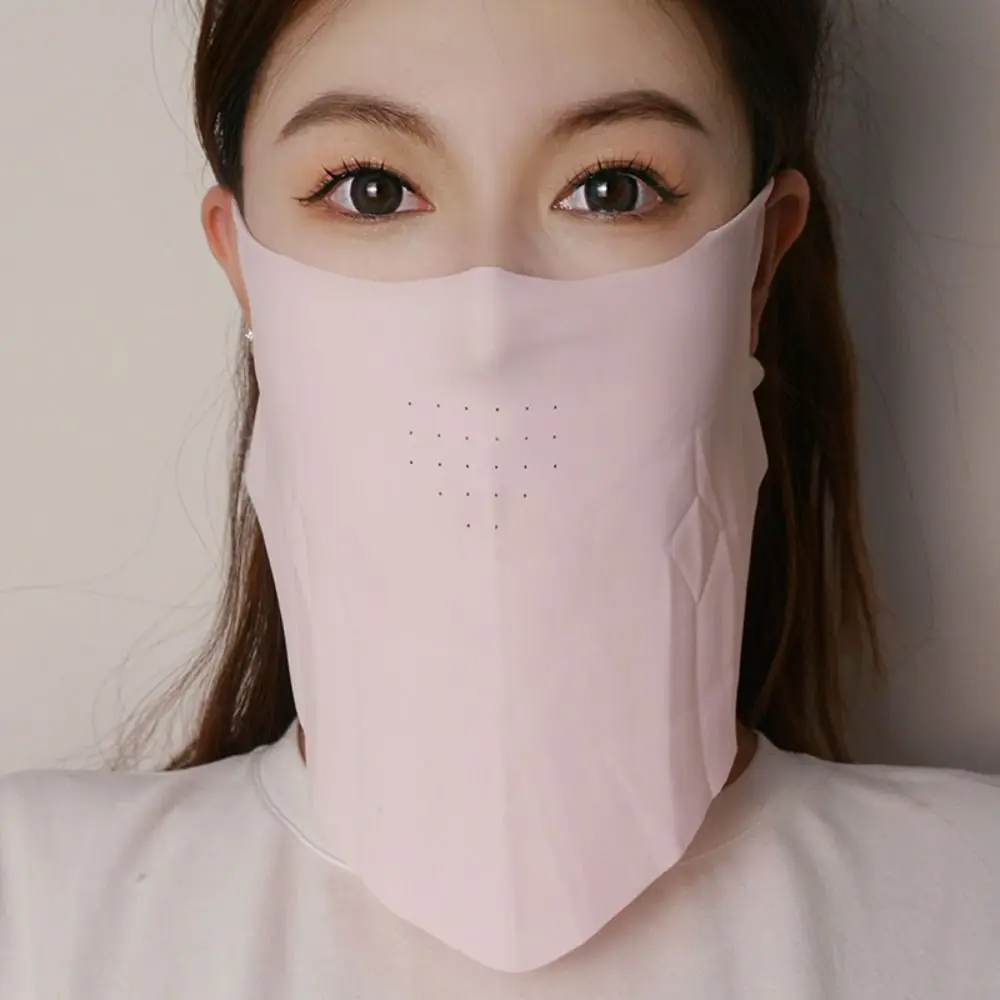 หน้ากากกันแดดสีพื้น ป้องกันรังสียูวี ผ้าคลุมหน้าสำหรับฤดูร้อน ผ้าไหมน้ำแข็ง ป้องกันแสงแดด ผ้าคลุมคอ ผ้าคลุมหน้าสำหรับผู้หญิง