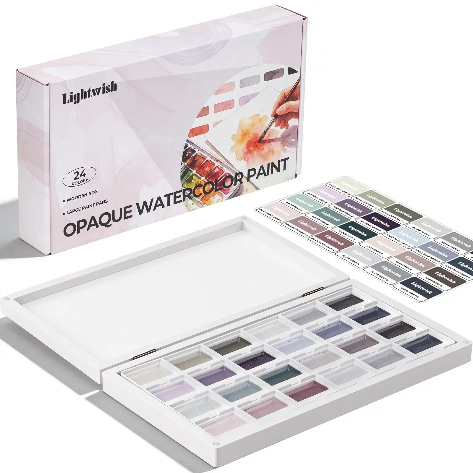 lightwish-24-colors-semi-moist-opaque-watercolor-paint-morandi-grey-tone-palette-wooden-box-professional-art-paint-set