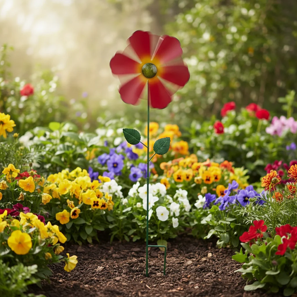 

Железный декоративный ветряк-цветок для сада, уличный ландшафтный орнамент для двора и газона