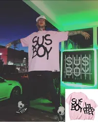 Lil Peep Sus Boy Pink Graphic T Shirt Men's Cool Hip Hop Rapper T-Shirt Men Women Cotton Short Sleeve T Shirts Gothic Streetwear