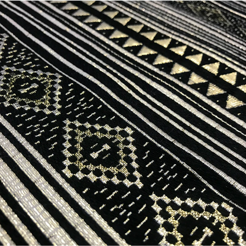 Metal Wire Yarn Dyed Jacquard Fabric Ethnic Style for Clothing Dress Jacket Pillow Designer Handmade Diy Sewing Material Cloth