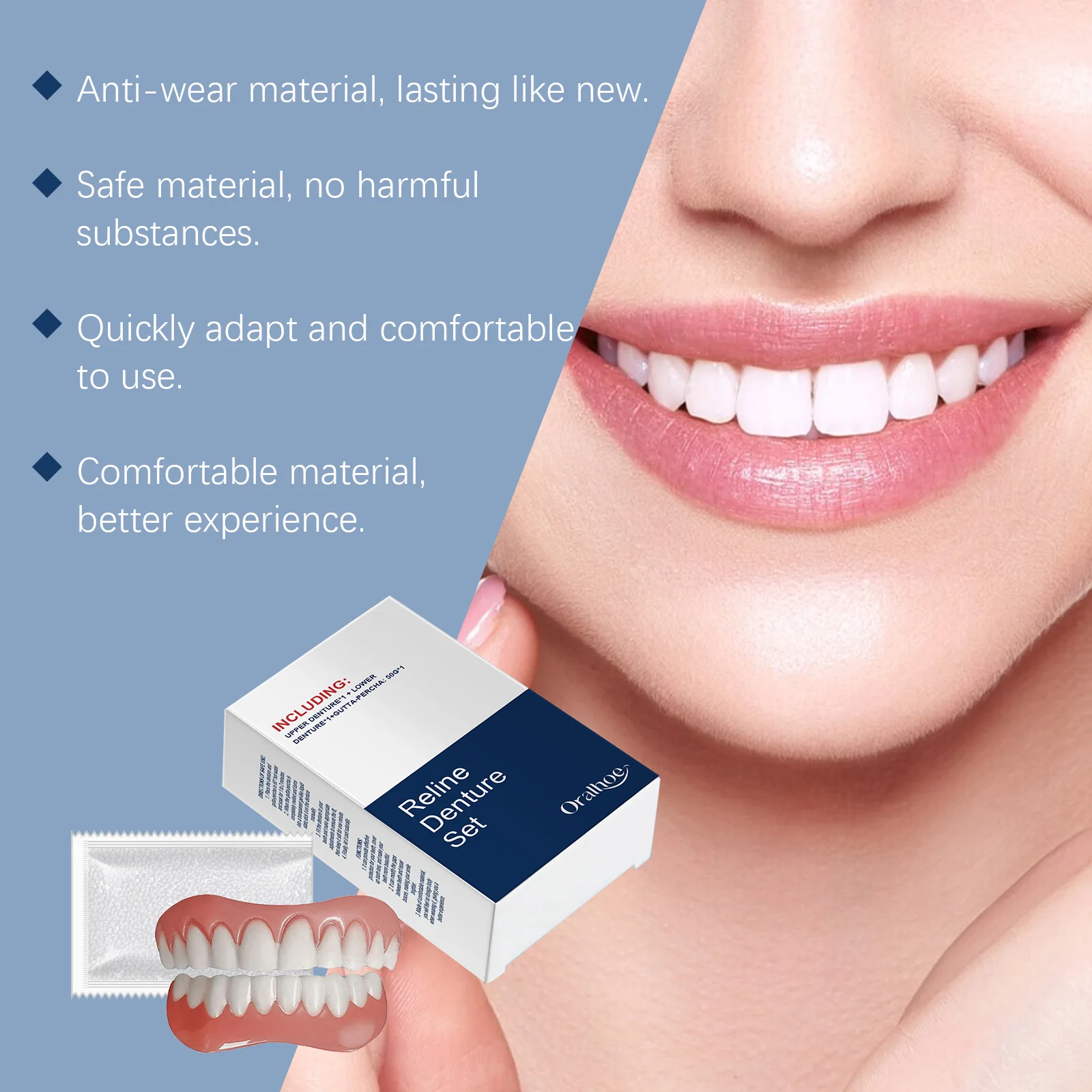 V Soft Resin Denture Kit — Comfort Fit Flexible False Teeth for Daily Use ck848