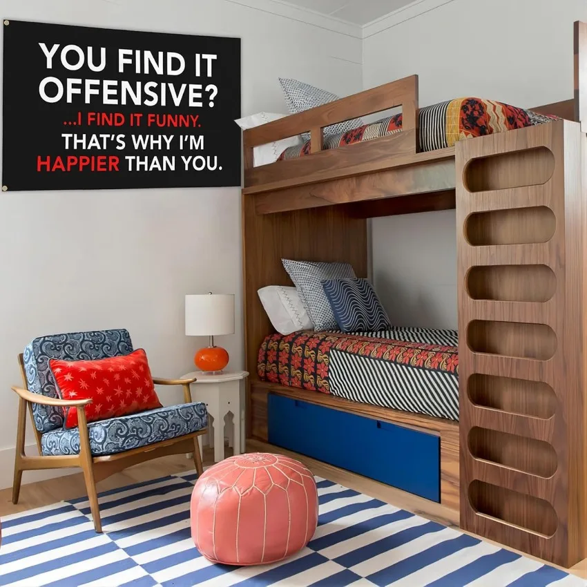 Funny Quote Flag 3 x 5 FT You Find It Offensive I Find It Funny Wall Banner for Bedroom Dorm Office Decor