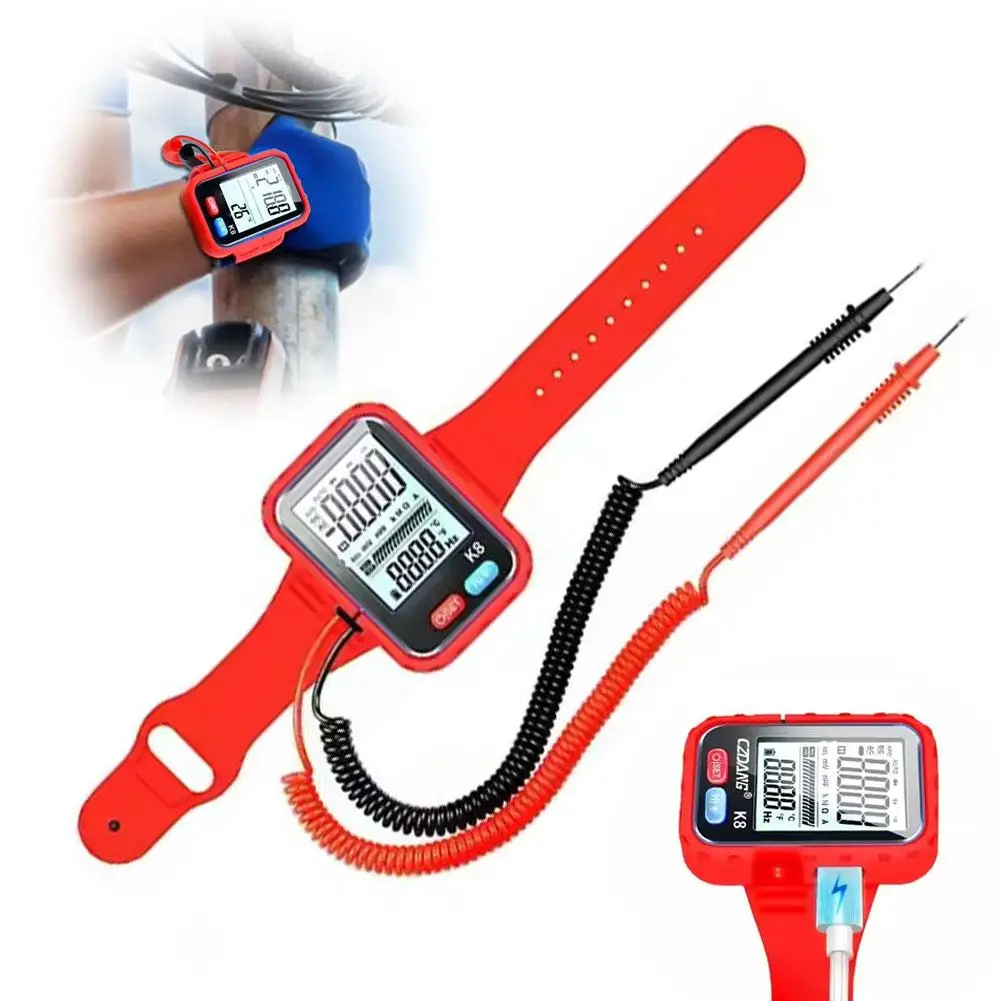 Mini orologio digitale multimetro tester ad alta precisione per lavori ad alta quota test di resistenza e continuità ricaricabili N8X7