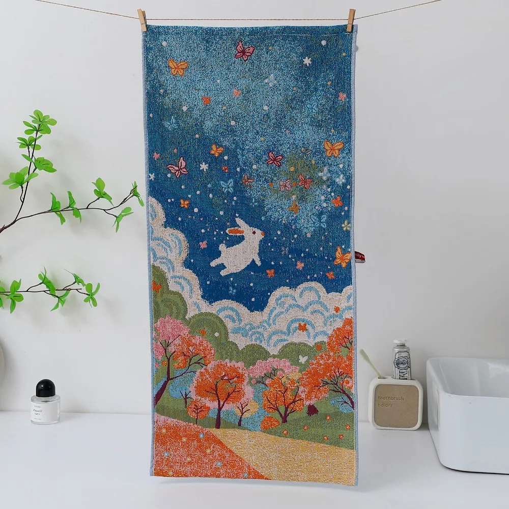 Cute 34x74cm Pure Cotton Face Towels 4 Layer Cotton Gauze Soft Bath Towel Cartoon Absorbent Dish Cloth for Kids Children