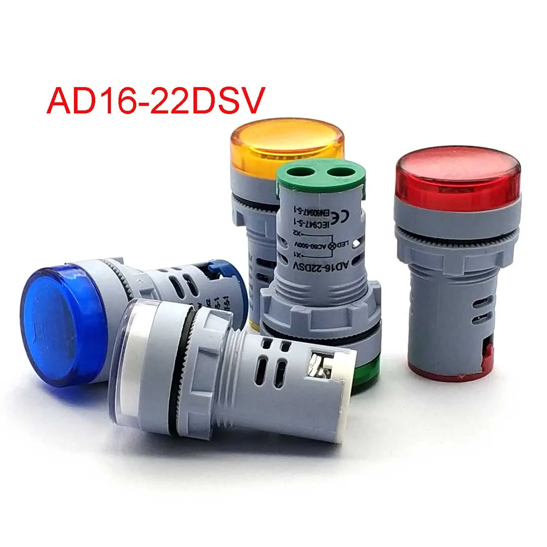 22mm AD16-22DSV Round Digital Voltmeter AC 60-500V Mini Voltage Meter LED Digital Display Voltmeter Indicator Light Pilot Lamp