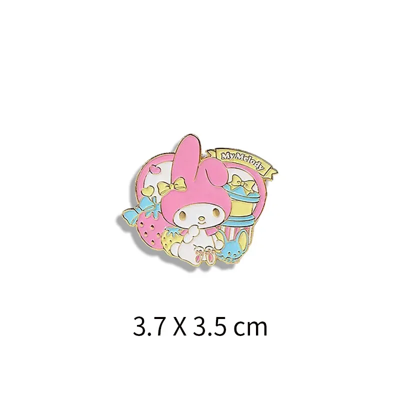 Broszka Sanrio Hello Kitty figurki Anime kreskówka Mymelody Kuromi Cinnamoroll przypinki na klapę plecak ozdoby zabawki dla dzieci prezenty