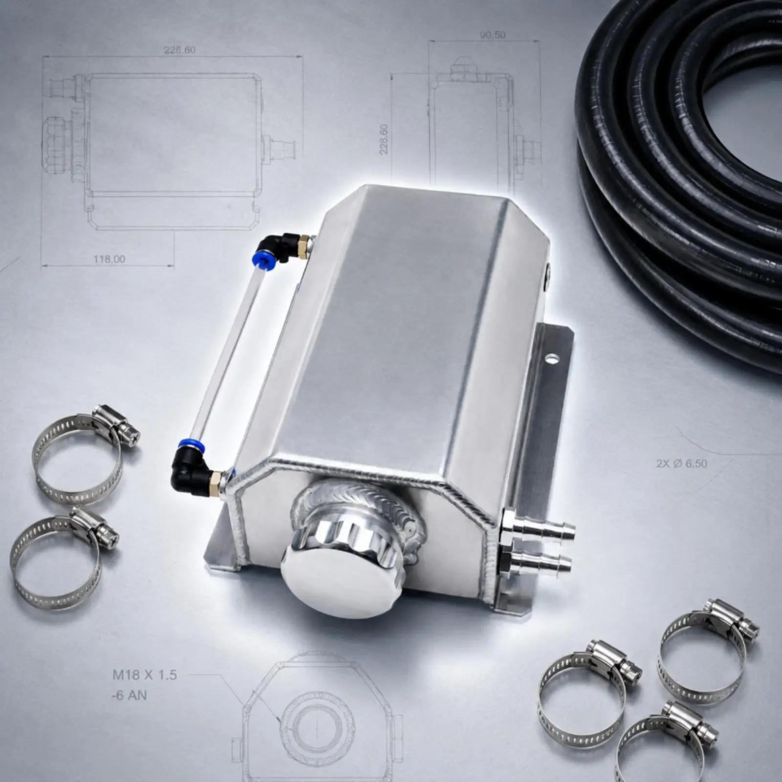 Oil Catch Can Welded Rectangular Oil Catch Tube Connector Fittings Breather Tank