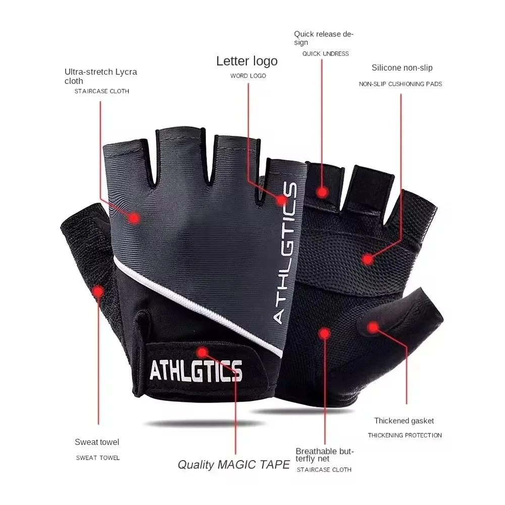 1Pair Breathable Fingerless Cycling Gloves for Men And Women Workout Gym Weight Lifting Training Exercise Fitness