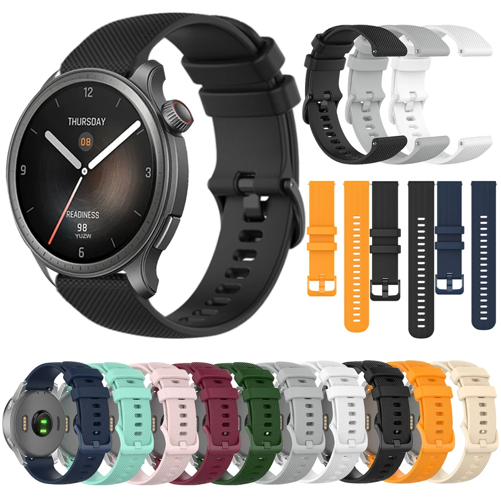 

Silicone 20mm 22mm Strap For Huami Amazfit GTR 4/GTR 3 Pro 2 2e 47mm 42mm Band Amazfit BIP 5 GTS 4 3 Wristbands Sports Bracelet