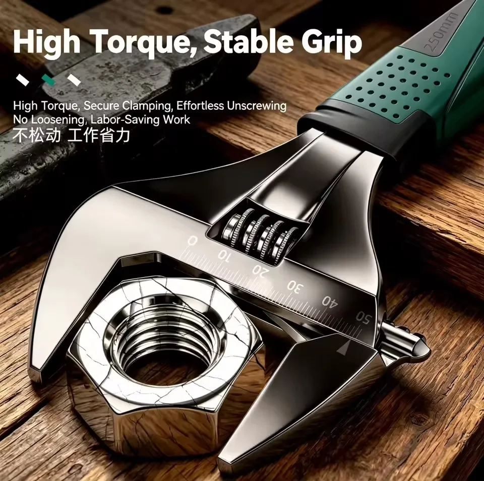 Adjustable Wrench Spanner Multifunctional Large Opening Wrench 6/8/10 Inch Snap Grip Nut Key Ratchet Bathroom Water Pipe Screw