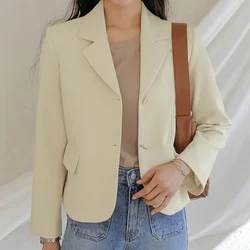 Elegante Blazer con risvolto corto in tinta unita donna Blazer a maniche lunghe moda coreana per donna Casual All Match Office Suit Coat