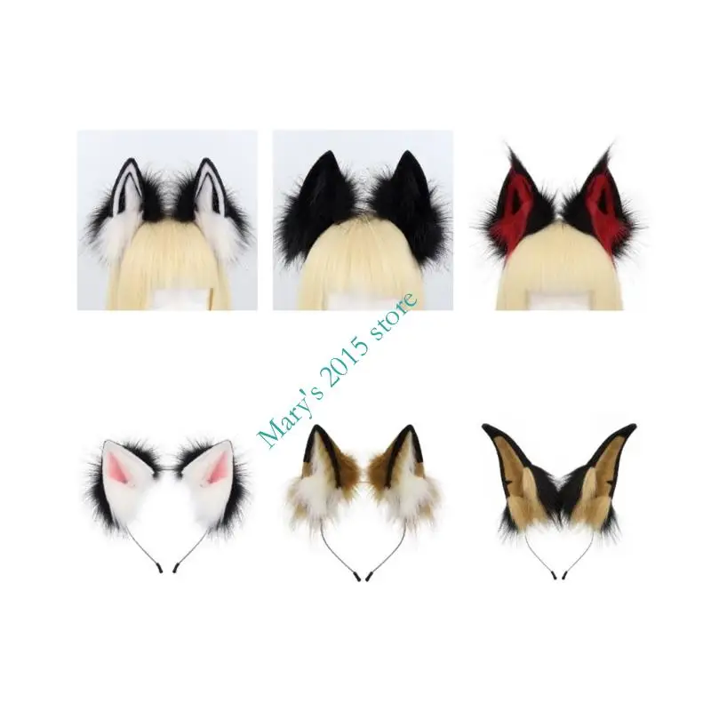 Faux Furs Cats Foxes Ears Hairhoop Headwear Sweet Lolitas Headdress Hair Accessories Halloween Cosplay Party Fancy Dress Costume