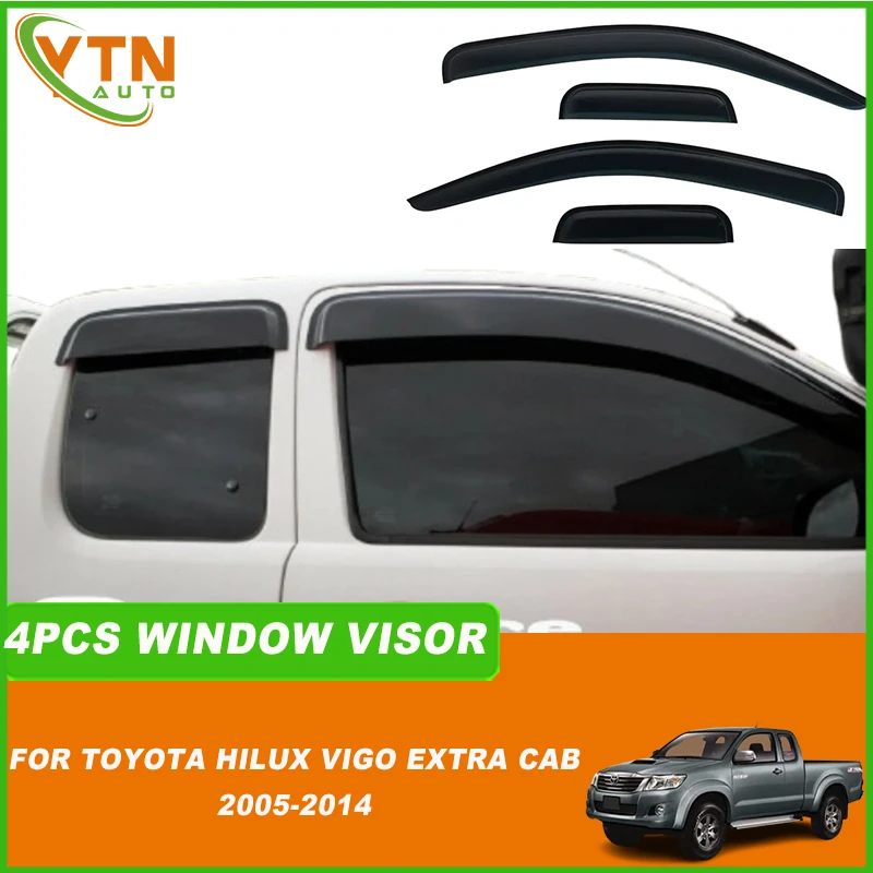 Car Window Deflectors For Toyota Hilux Vigo Extra Cab 2005 2006 2007 2008 2009 2010 2011 2012 2013 2014  Side Weathershields