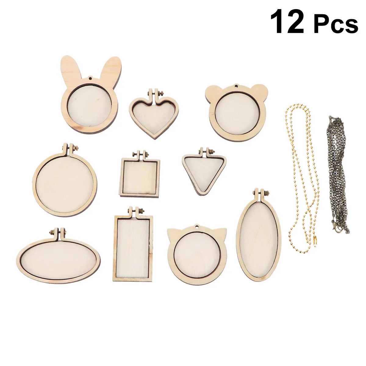 

12Pcs Eco-Friendly Wood Cross Stitch Fixing Frames Easy Assemble Mini Embroidery Hoops Assorted Shapes DIY Craft Sewing