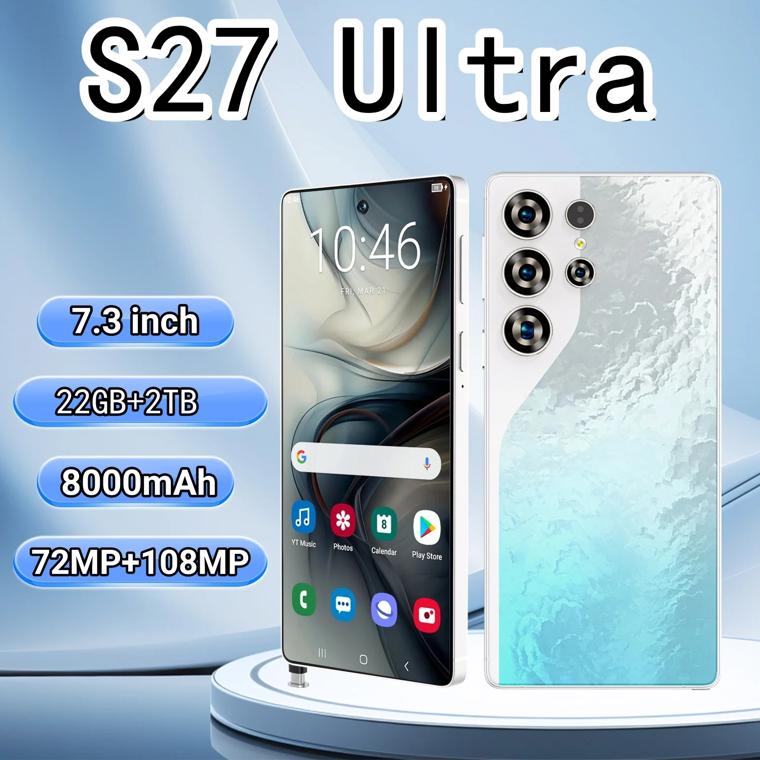 

2025 New Smartphone Case for S27 Ultra Standby Android 14 Global Version 7.3HD 5G Dual Card Dual Phones Case 8000mAh Battery