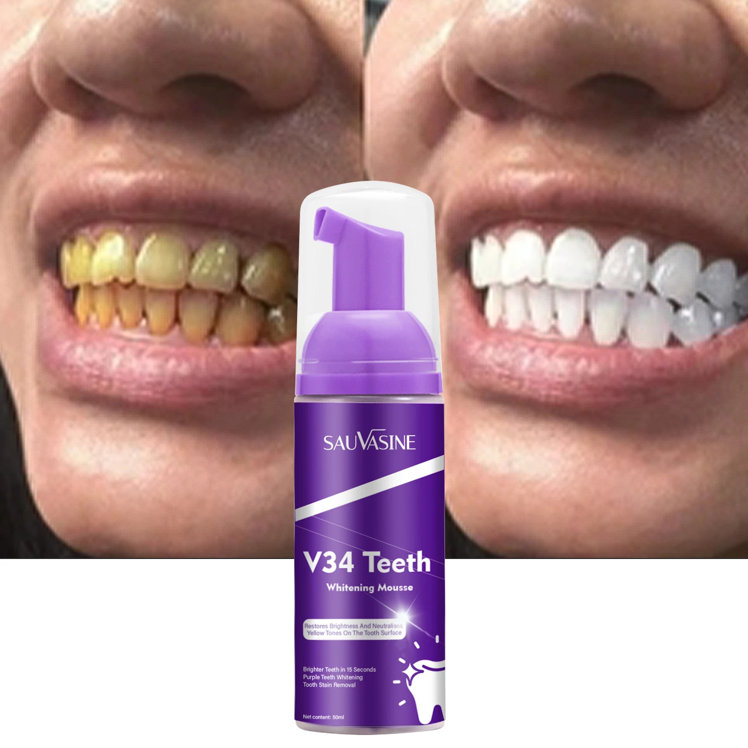 Teeth Whitening Toothpaste - Smoke Stain Remover Remove Yellow Teeth and Dental Plaque Fresh Breath Oral Hygiene Tools